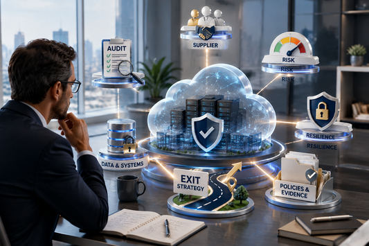 Cloud supplier risk assessment covering audits, data security, resilience, policies, evidence and exit strategy.
