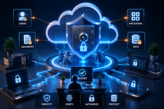 Vault shield securing Users, Documents, Applications, and Data with Identity and Verify controls
