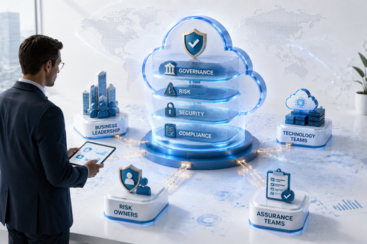 Cloud GRC connecting leadership, technology, risk owners, and assurance teams.