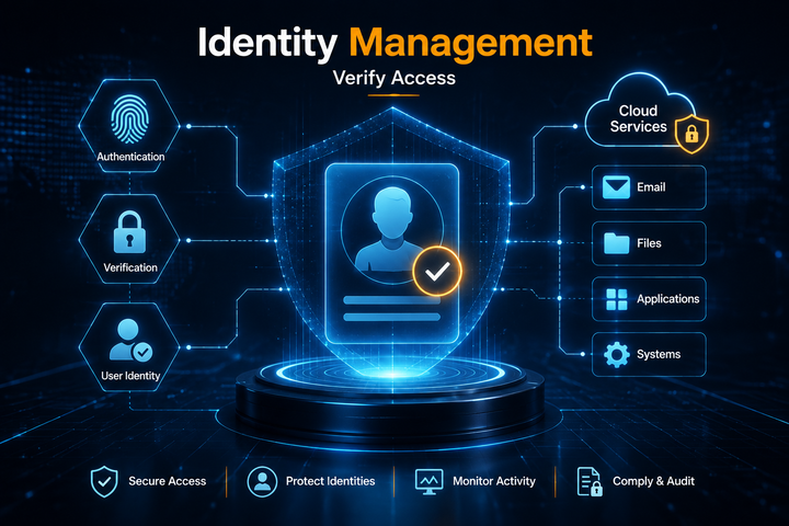 User identity shield connecting authentication and verification to cloud email, files, and apps