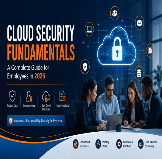 Cloud Security Fundamentals guide for employees in 2026 featuring cloud protection, secure access and compliance practices.