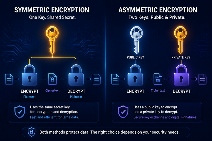 Symmetric vs asymmetric encryption key comparison