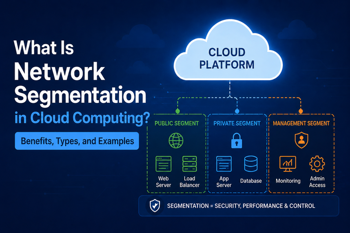 Cloud network segmentation with public, private, and management segments.